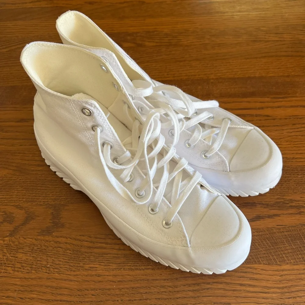 White Converse Lugged 2.0 High Top Platform Sneakers Shoes